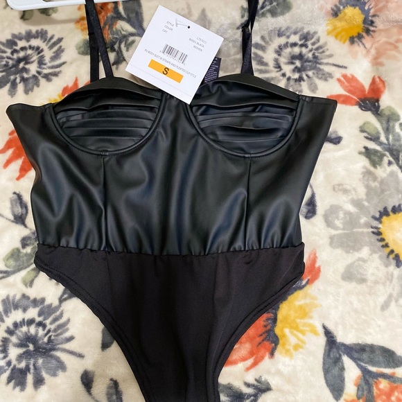 Brand new with tags black pleather body suit - Picture 3 of 3